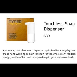 Dyper brand touch free soap dispenser. Never opened